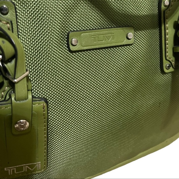 Tumi Rare Ballistic Alpha Leather Two Handle Green Tote Purse Carryon Luggage - Picture 8 of 16
